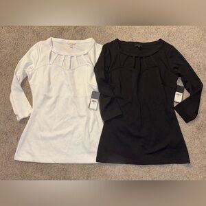 Guess Women's 3/4 Sleeve Tops - Black and White caged new